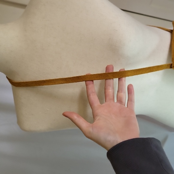 Suede Native Purse beads fringe  crossbody 5 x 6" 90s Cherokee NC good used cond - Picture 9 of 16